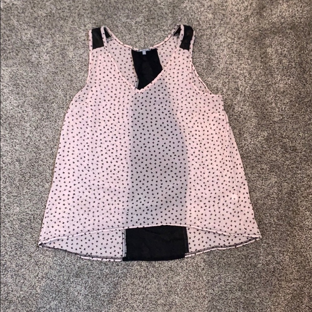 Pink Patterned Color Block Tank Top